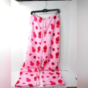 Women's XXL Pink with Red and White Dots Sleep Lounge Pants